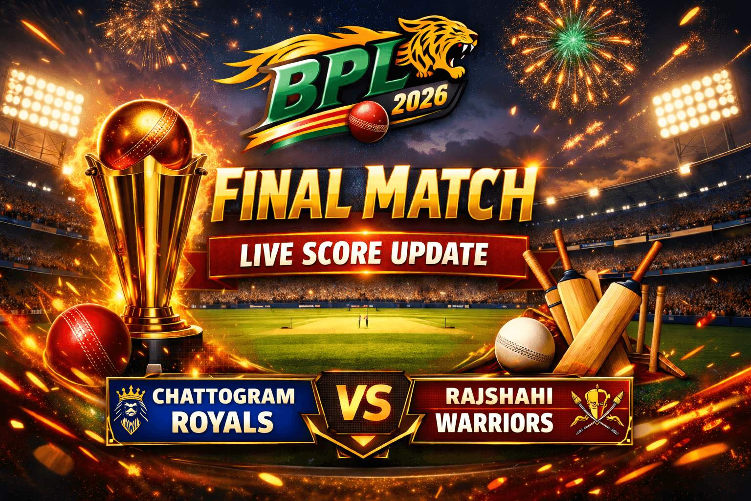 বিপিএল ২০২৬ ফাইনাল লাইভ: রাজশাহী ফাইনাল ম্যাচে জয়ী | BPL 2026 Final Live