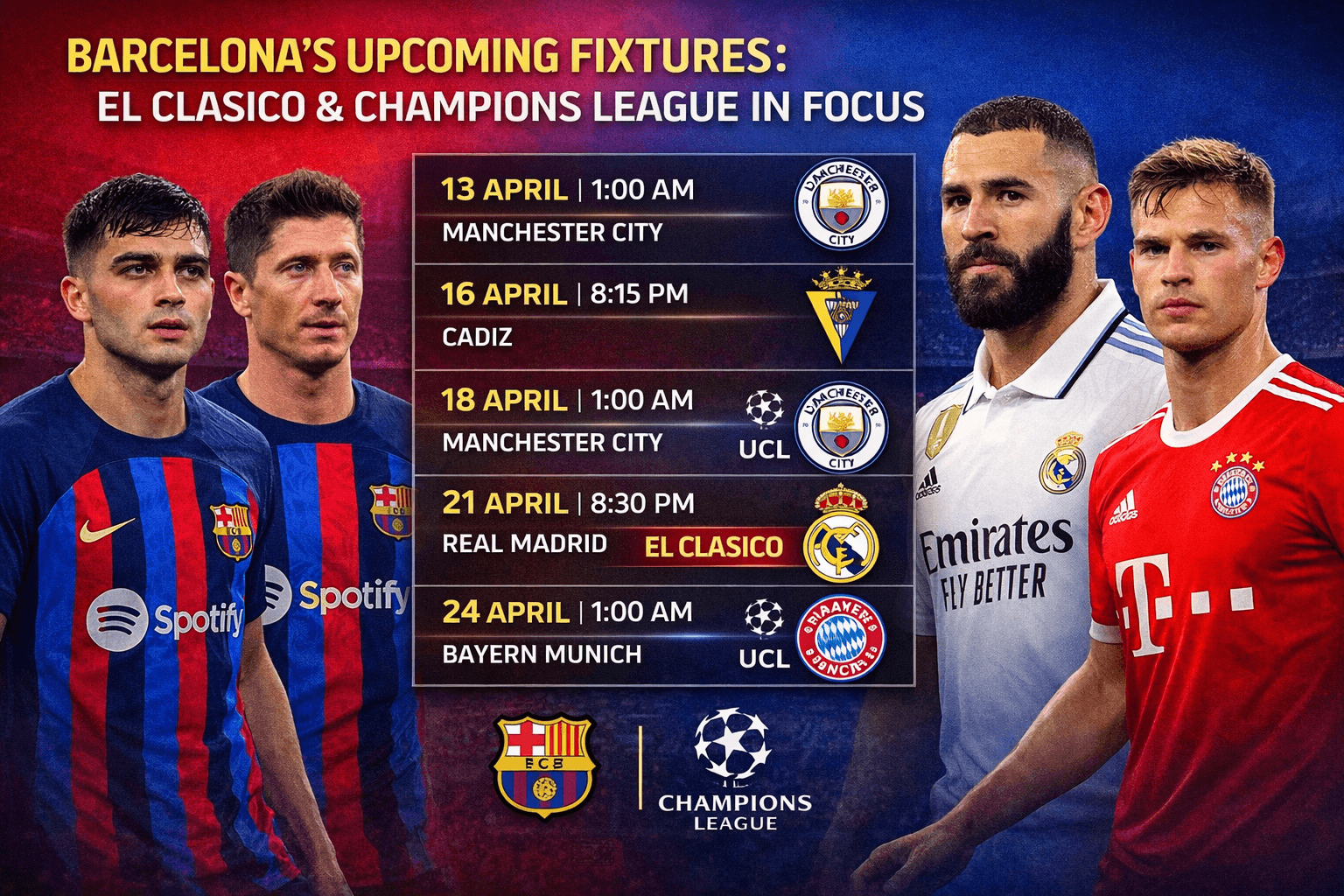 বার্সেলোনার পরবর্তী ম্যাচ এর সময়সূচী: এল ক্লাসিকো ও চ্যাম্পিয়নস লিগ